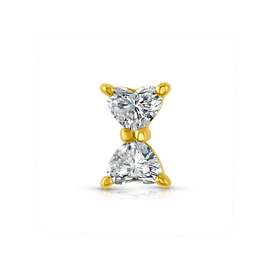 Single Diamond Heart Bow Tie Stud
