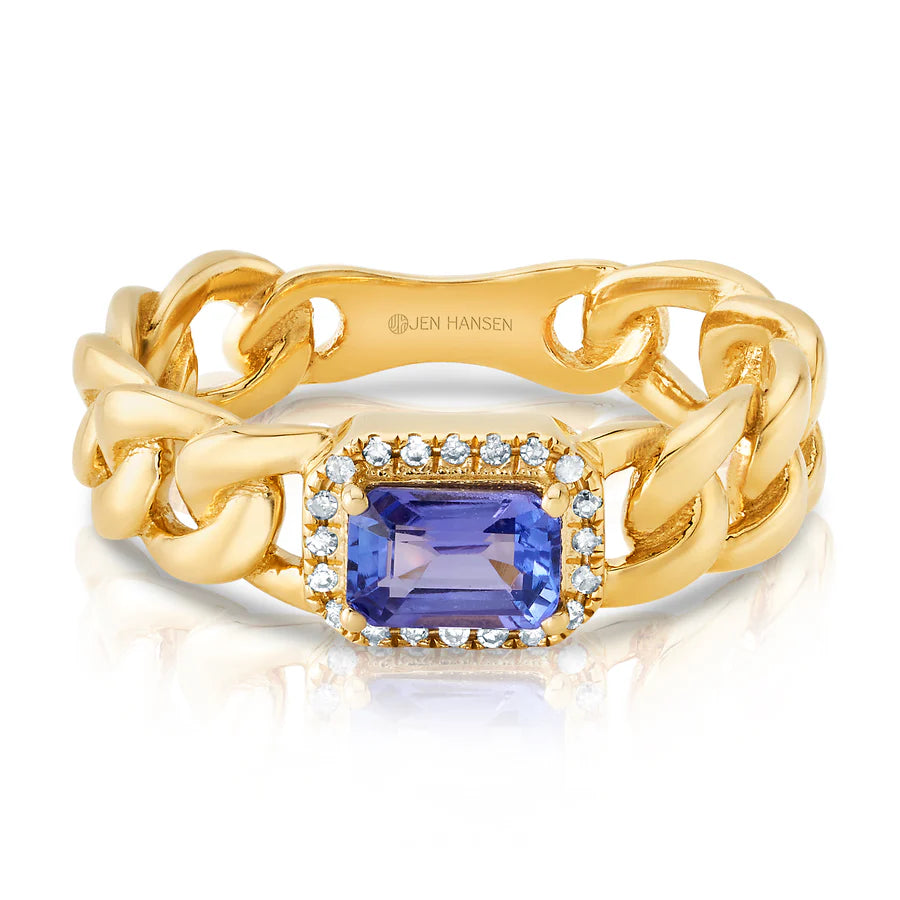 Elevated Diamond & Tanzanite Cuban Ring