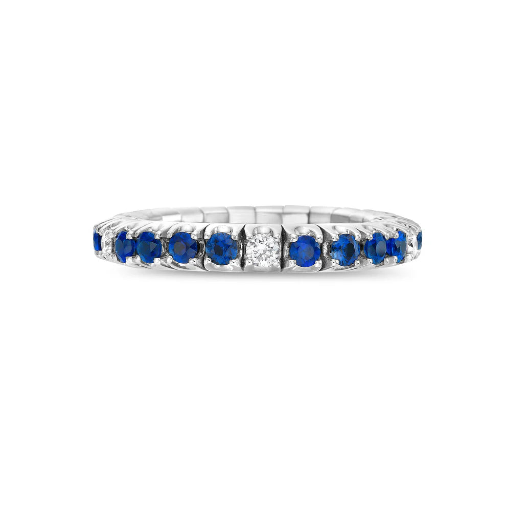 Gold Sapphire and Diamond Stretch Ring