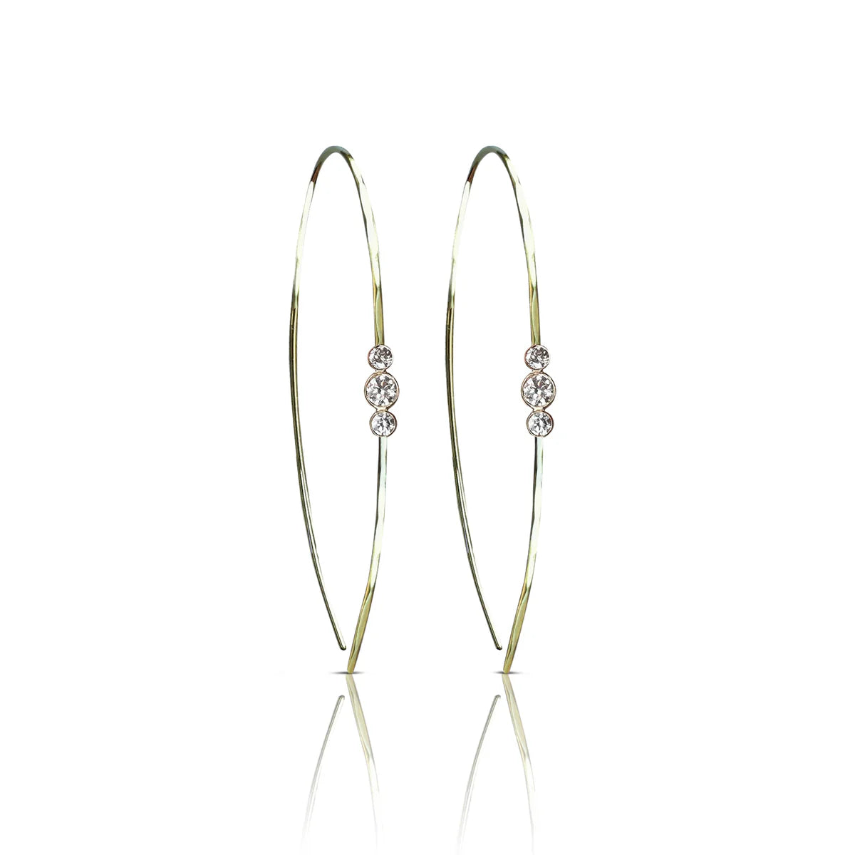 Hammered 3 Diamond Earrings