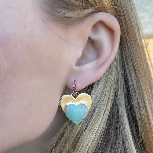 Chrysoprase Heart Drop Earrings