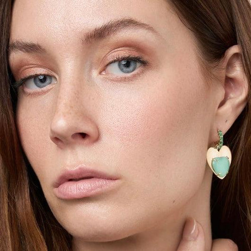 Chrysoprase Heart Drop Earrings