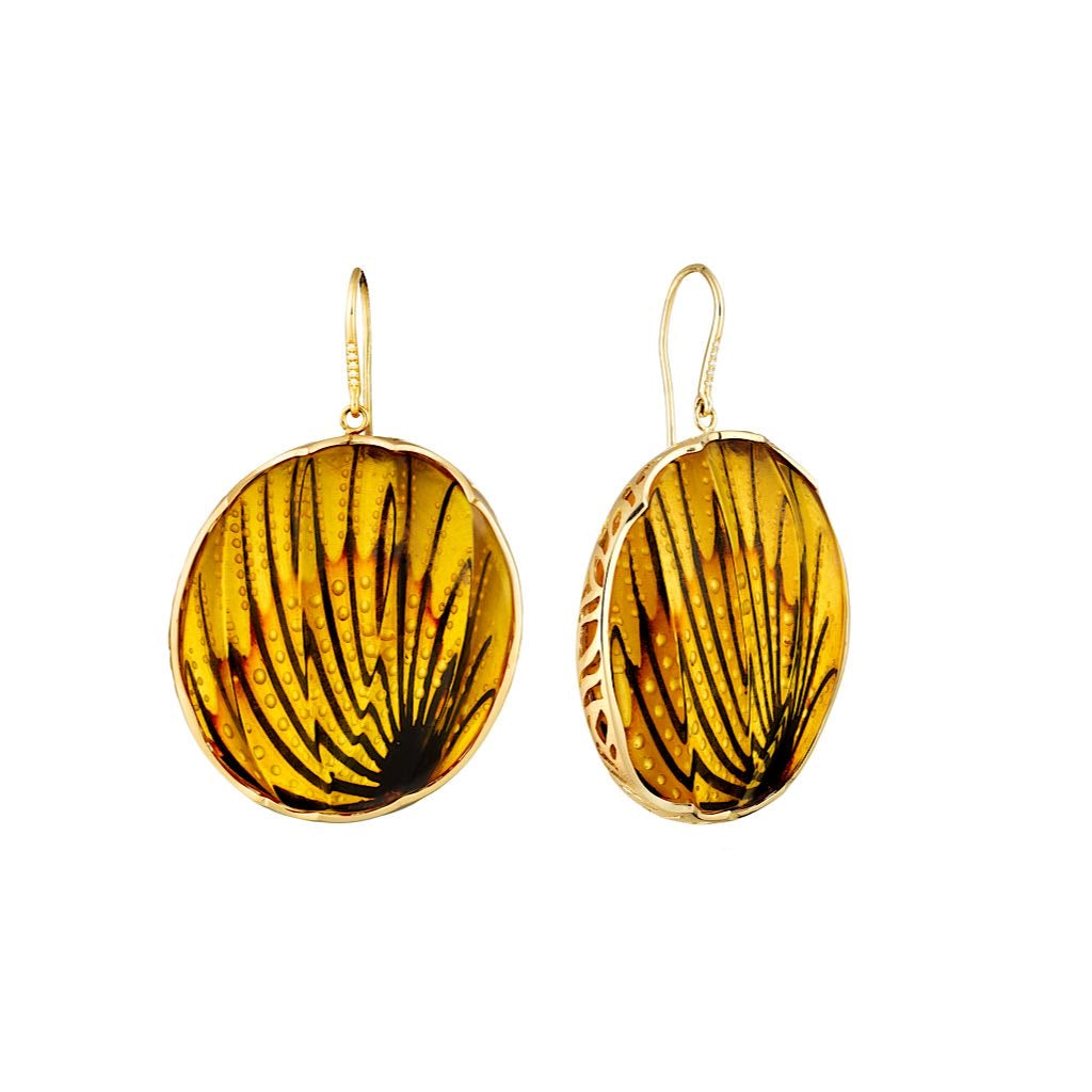 Hand-Carved Amber Earrings