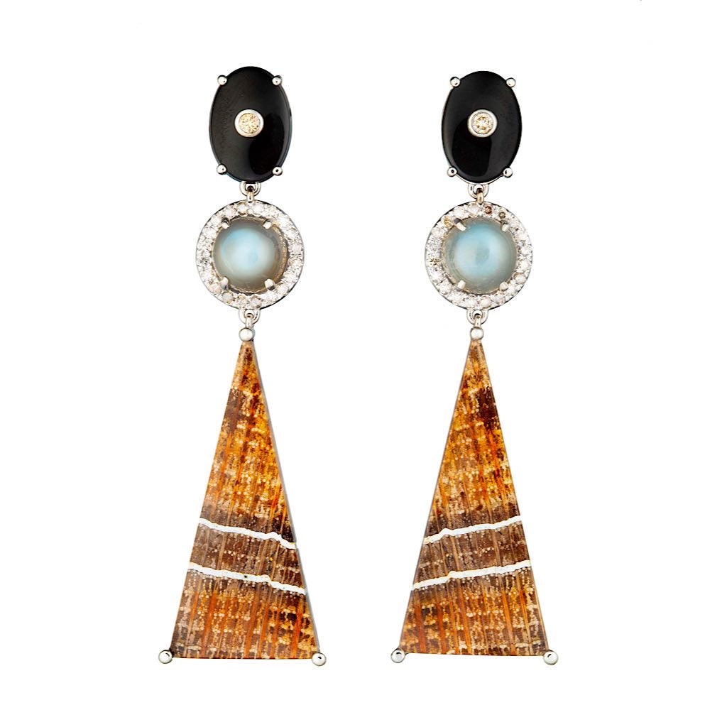 Triangular Fossil Sequoia Earrings