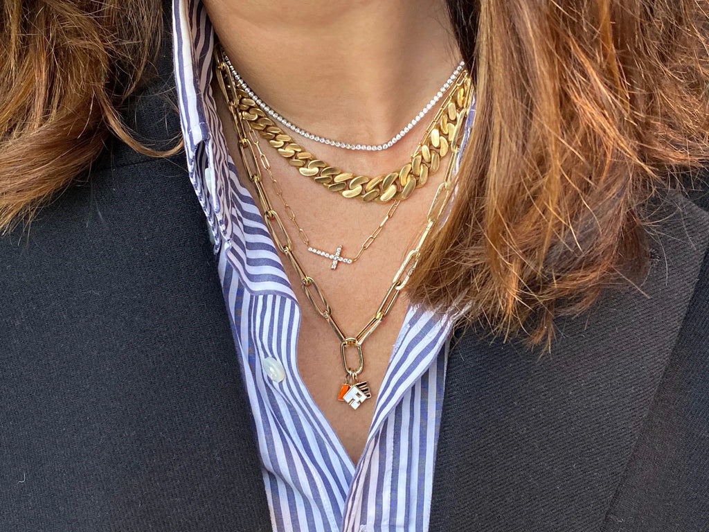 Cross Paperclip Chain Necklace