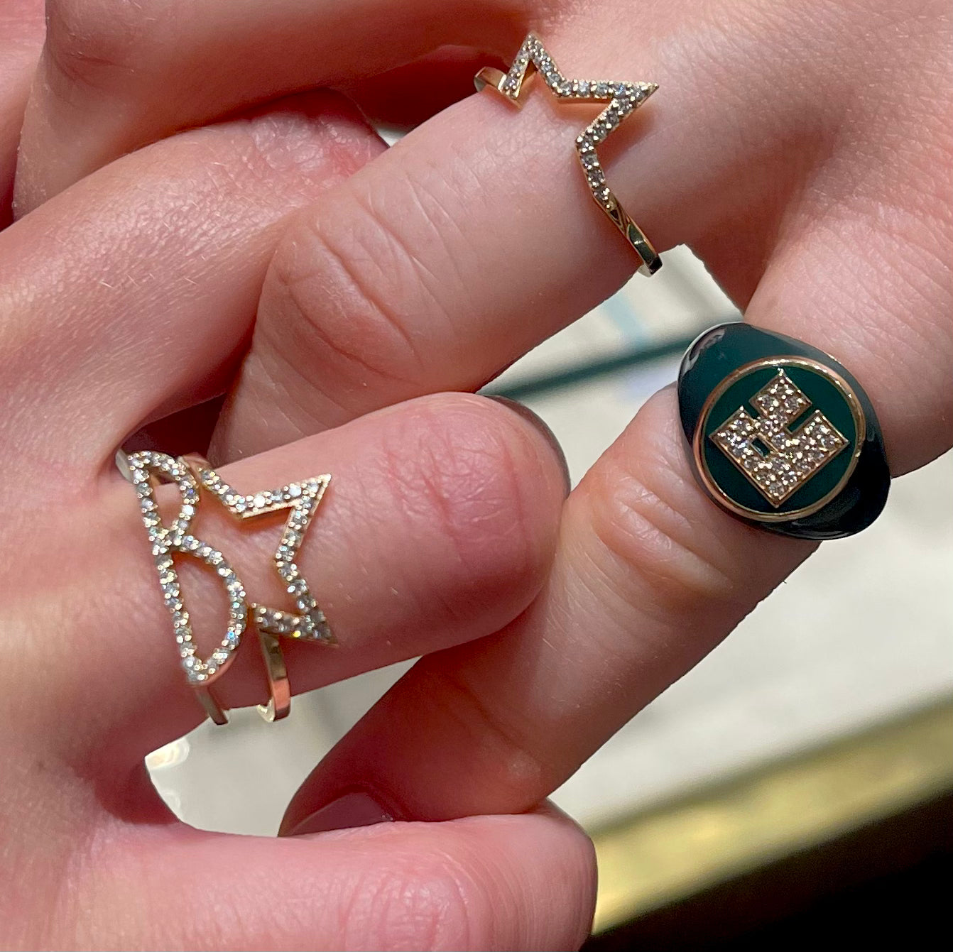 Star Friendship Rings Five Point Diamond