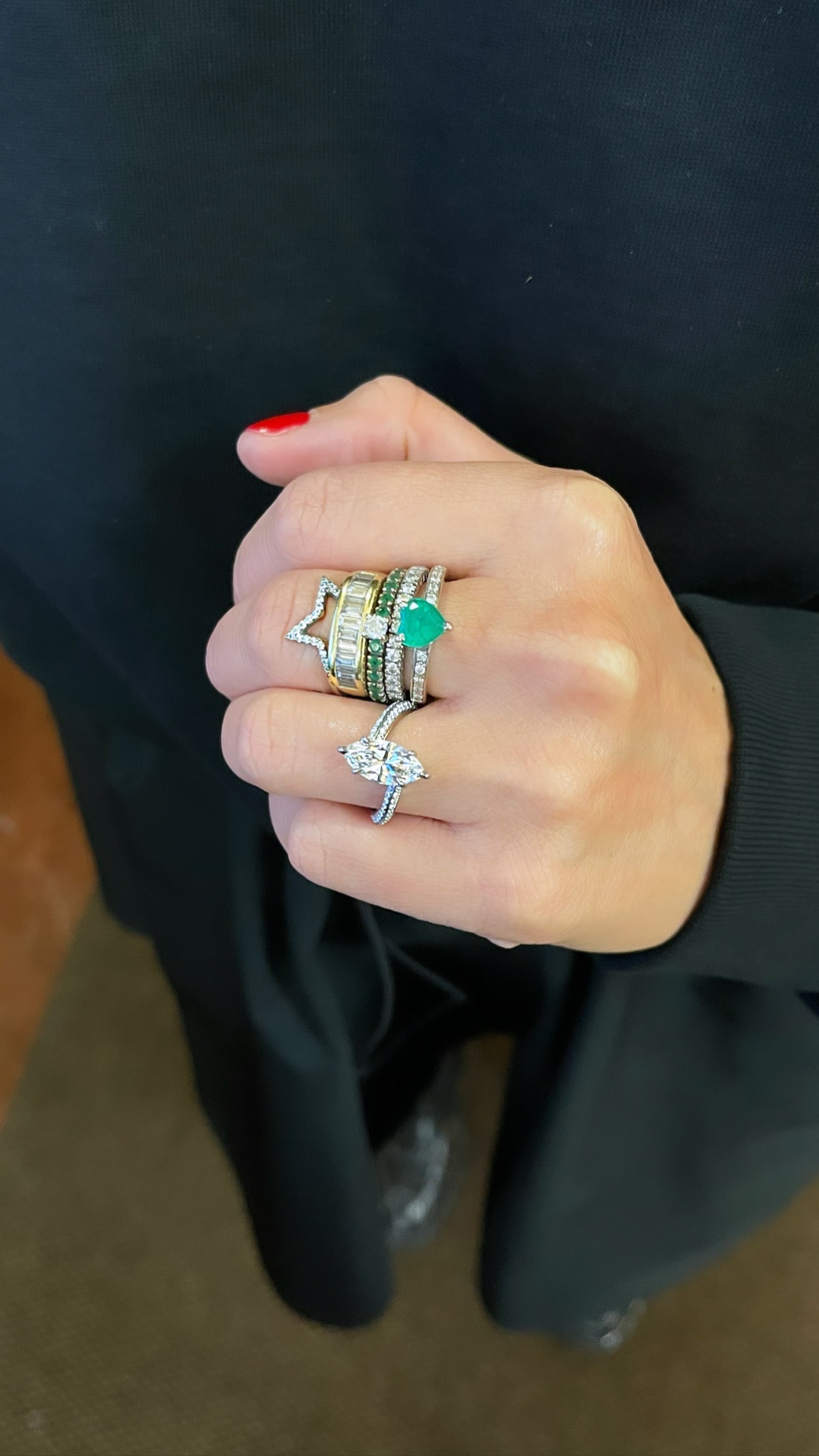 Star Friendship Rings Five Point Diamond