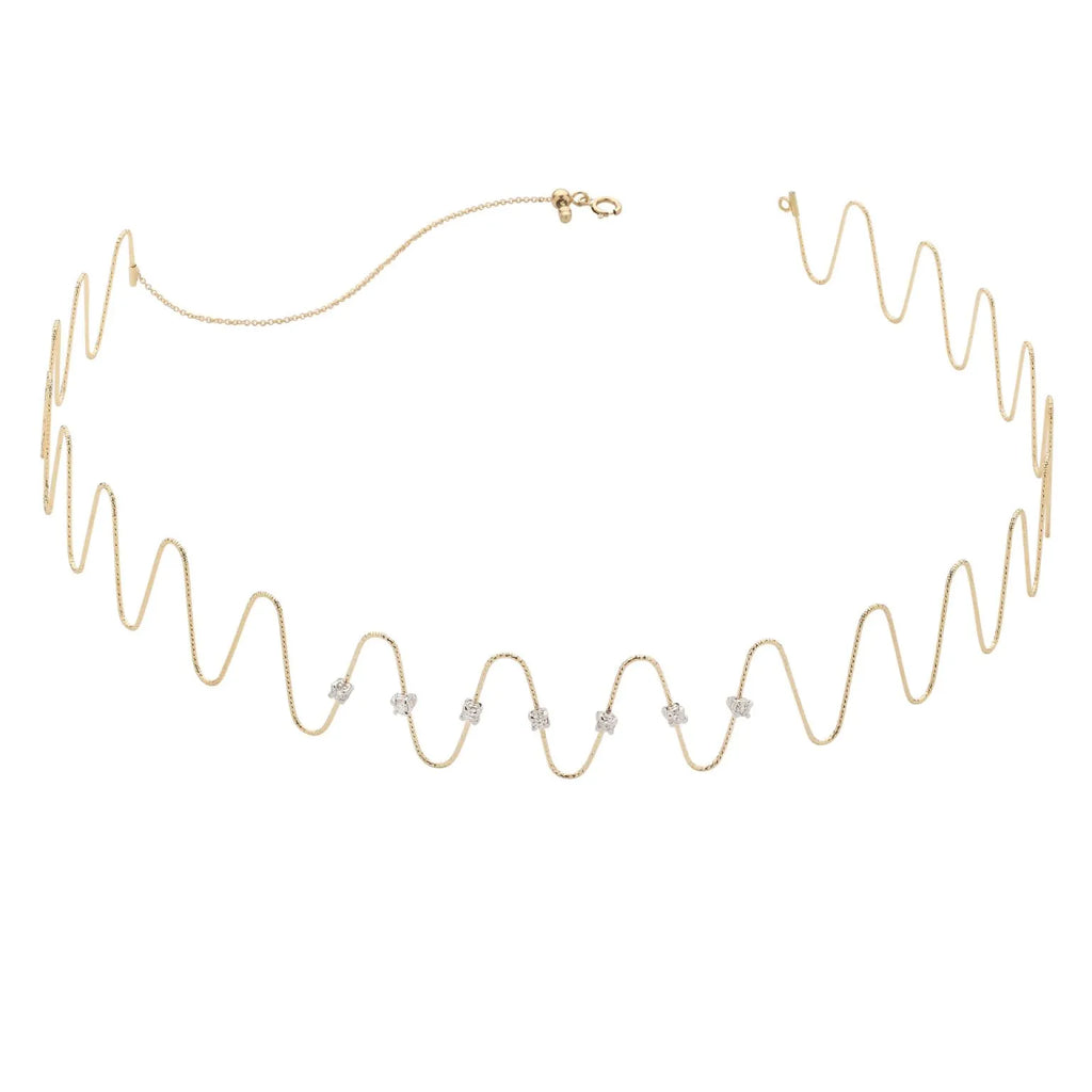 Wave Choker Necklace with Diamond
