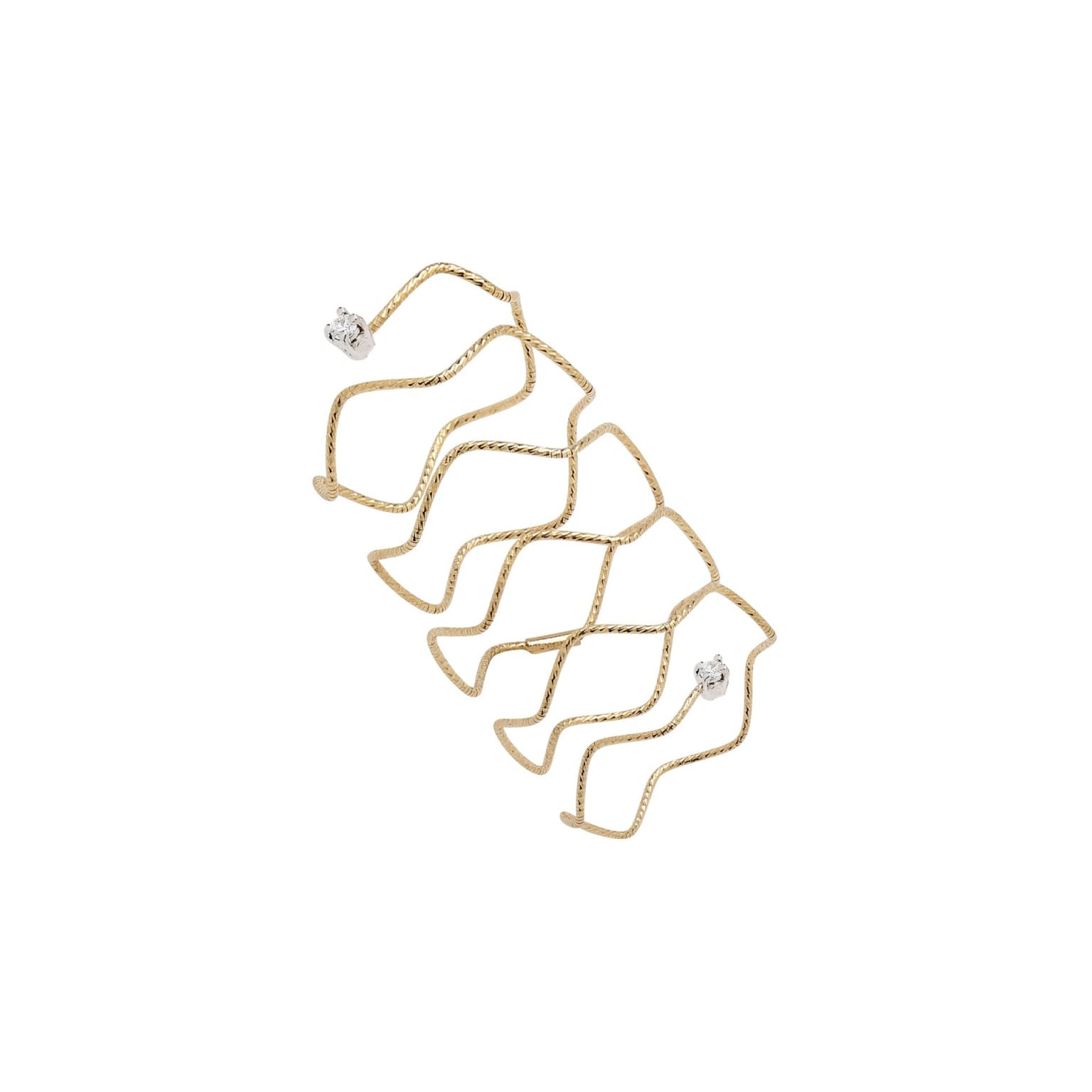 Wave Spiral Ring With Diamond