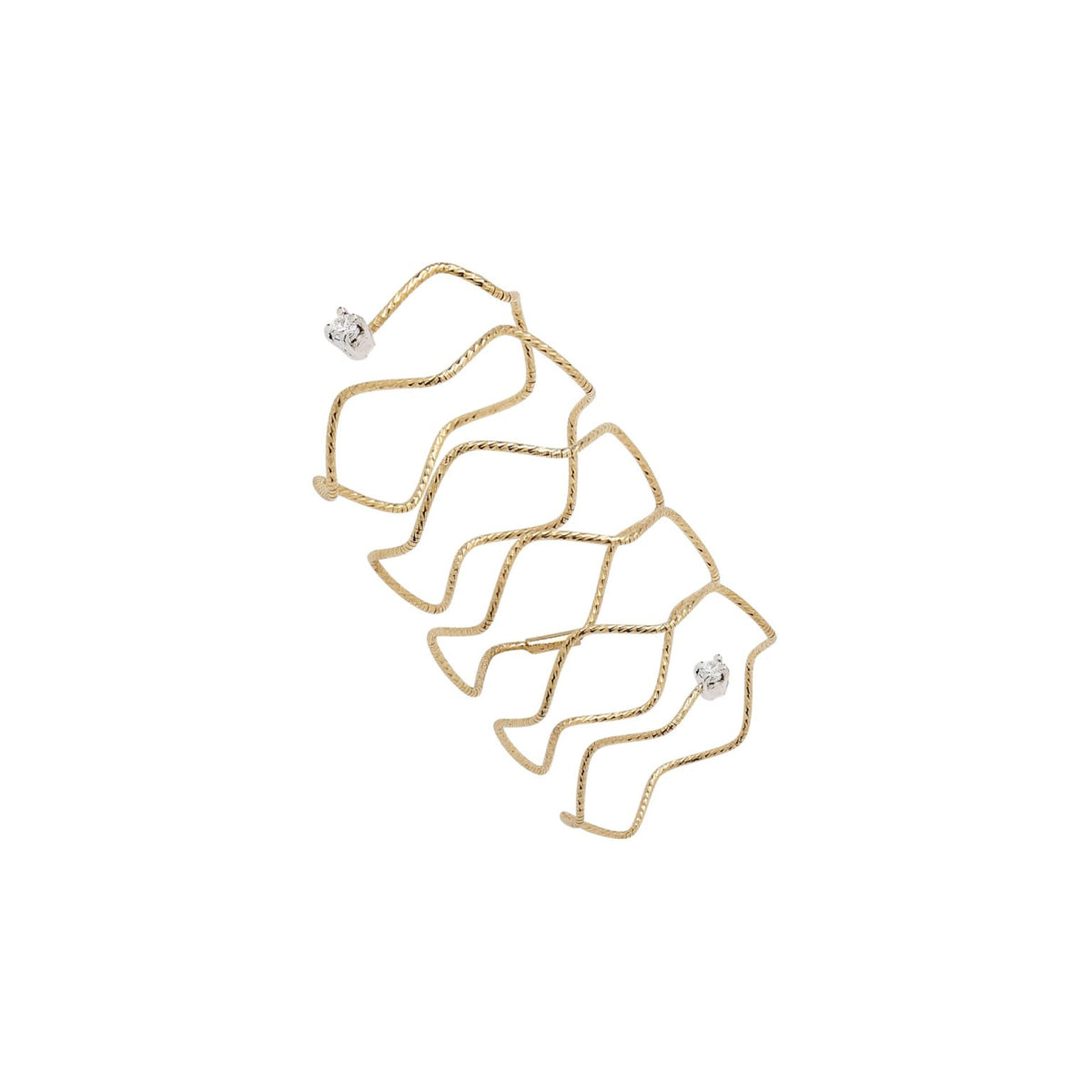 Wave Spiral Ring With Diamond