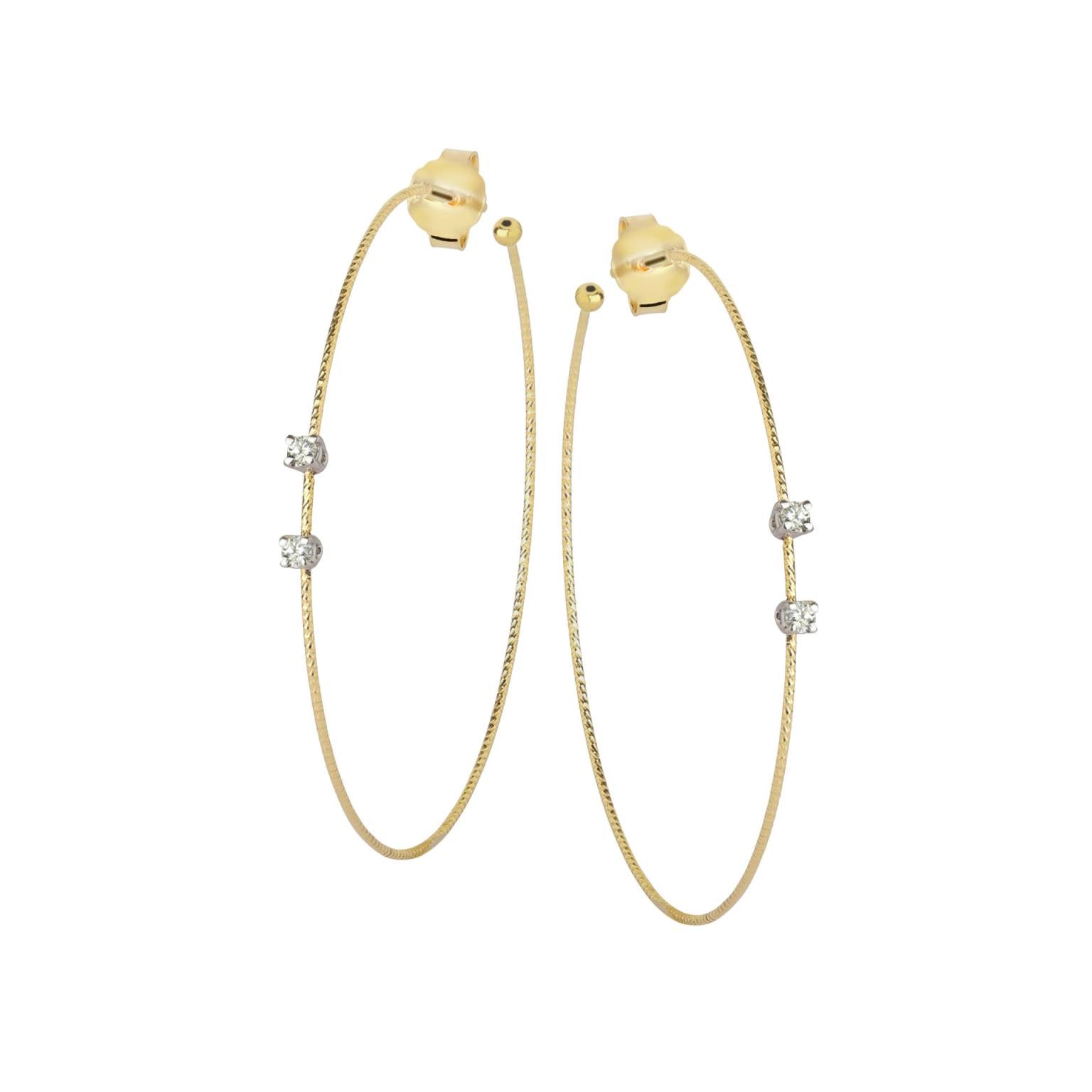 Wire Large Diamond Hoop Earring with Post