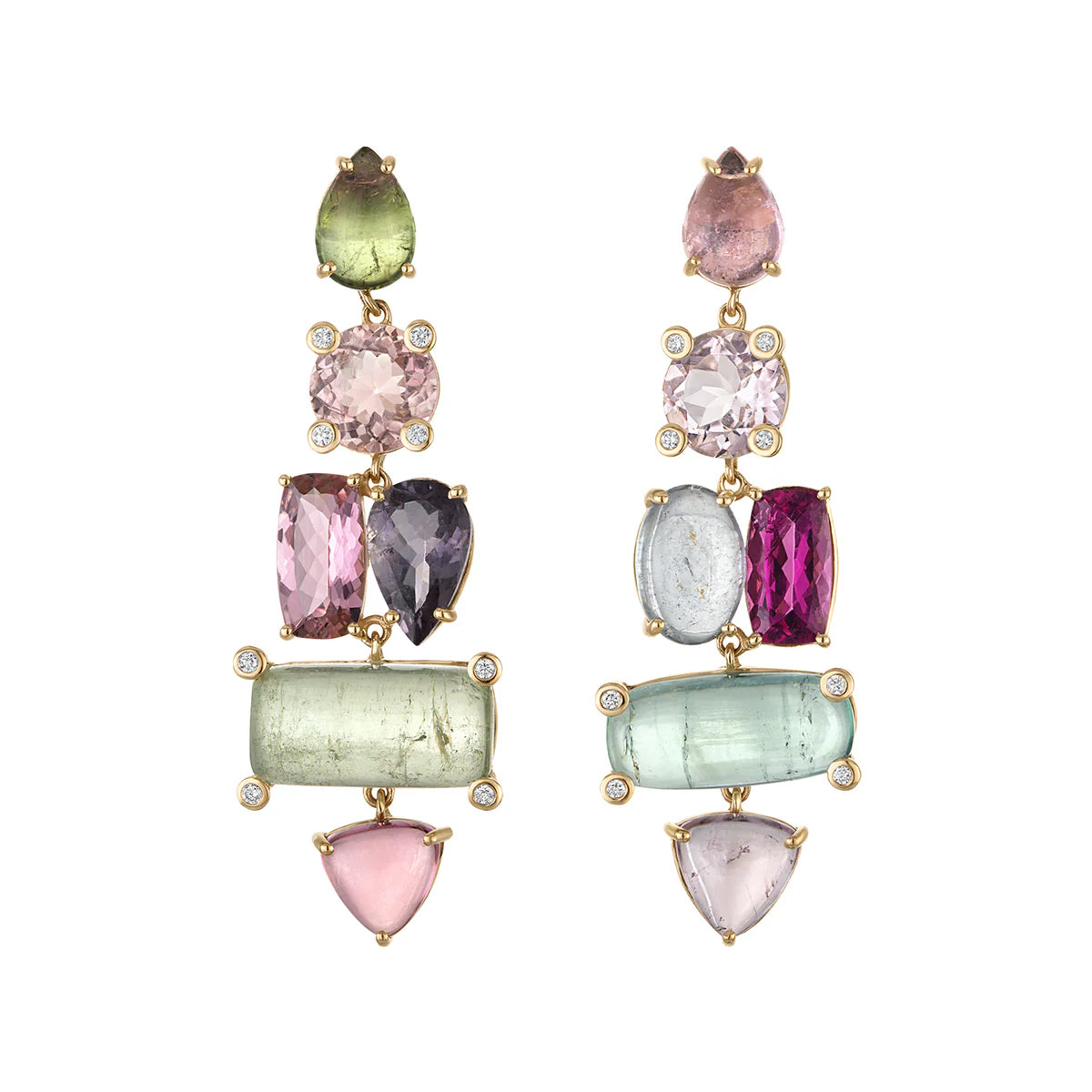 Cab Candy Tourmaline Puzzle  Earrings 3