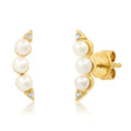 Three Pearl Diamond Stud - SINGLE