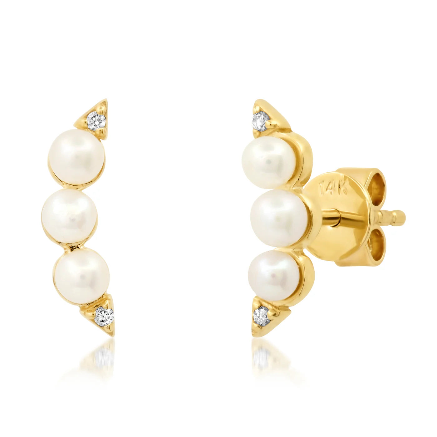 Three Pearl Diamond Studs