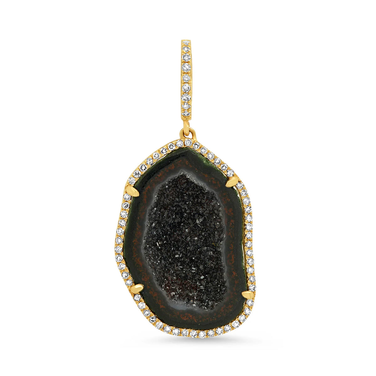 Black, Gold and Diamond Small Geode Charm