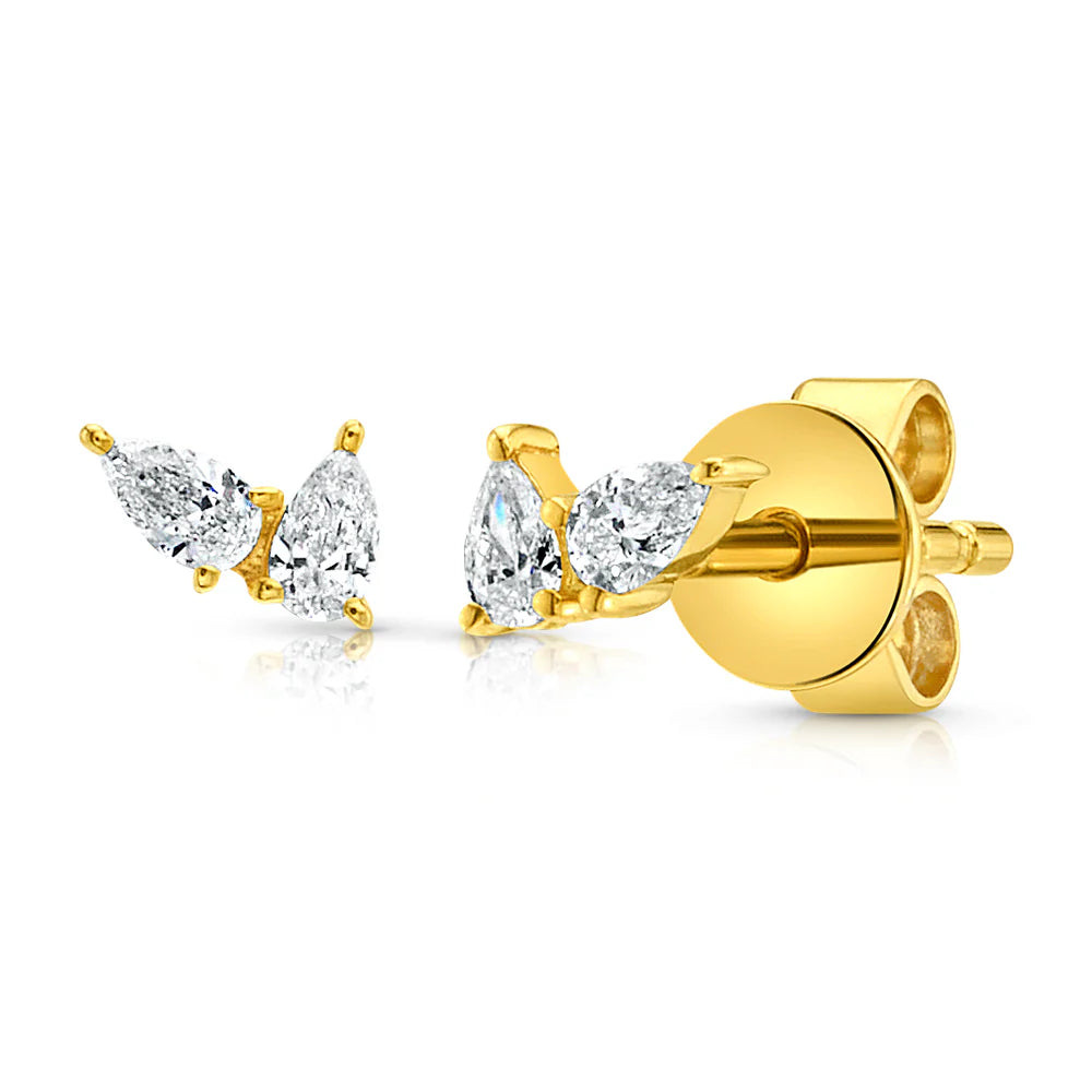 Delicate Pear Duo Diamond Studs