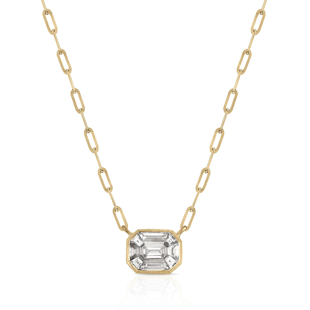 Emerald Cut Link Chain Necklace