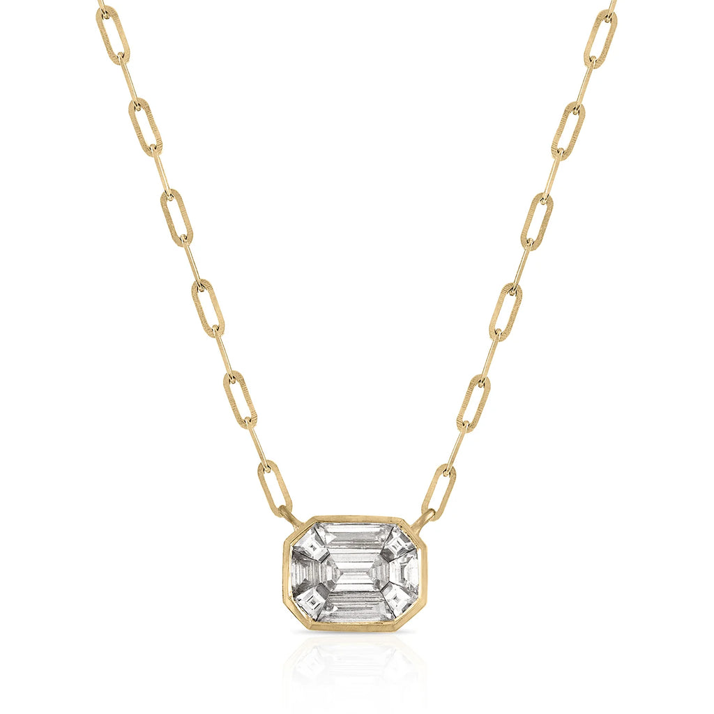 Emerald Cut Link Chain Necklace