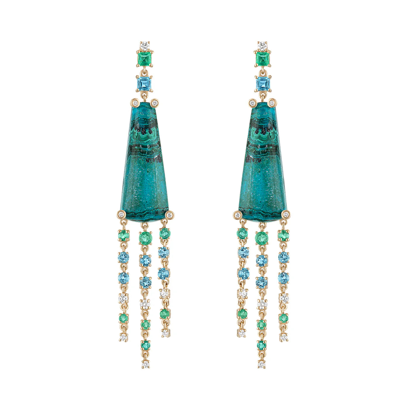 Malachite Fringe Earrings