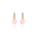Pave Mini Hoop with Large Pink Opal