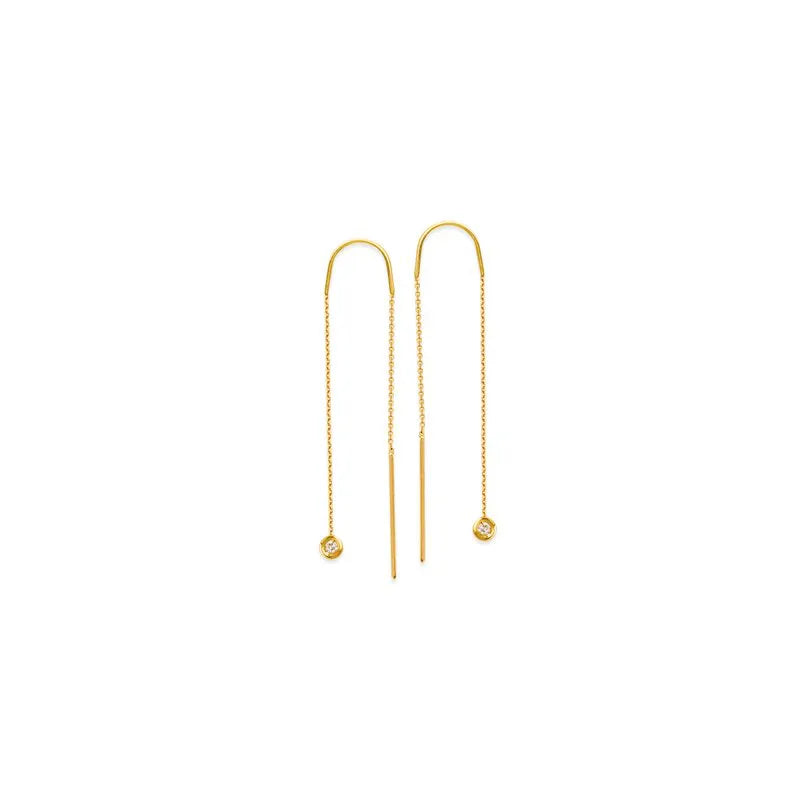 Diamond Bezel Threader Earrings