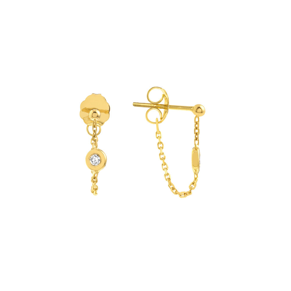 Diamond Chain Huggie Earrings - Pair