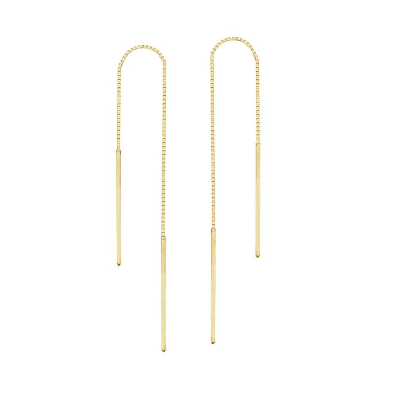 Staple Bar Threader Earrings on Box Chain