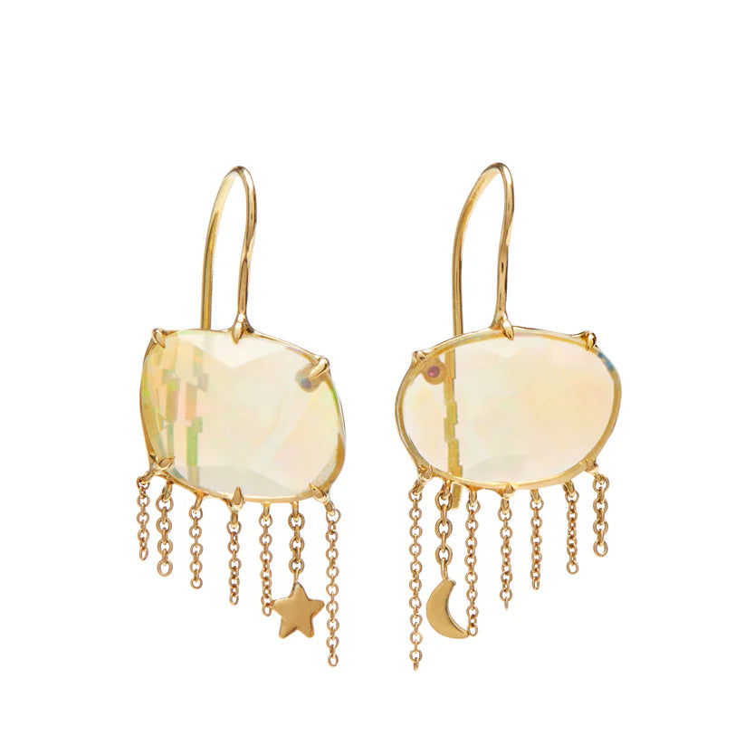 Gold & Crystal Opal Nimbus Earrings