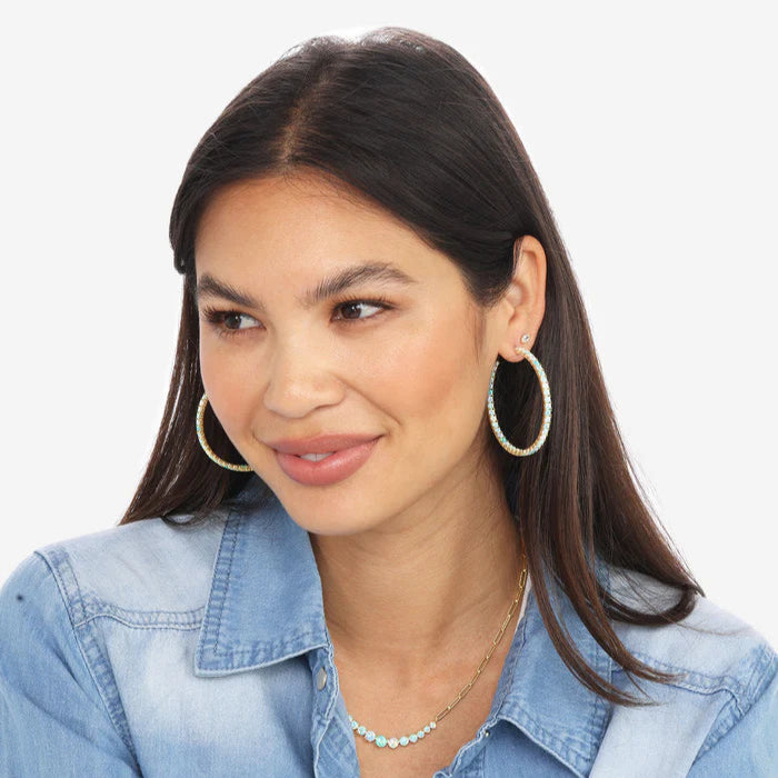 Blue Opal & Gold Heiress Ombre Hoops