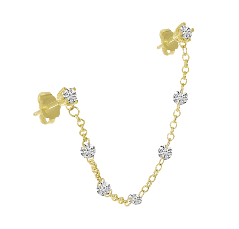 Diamond Double Hole Ear Chain