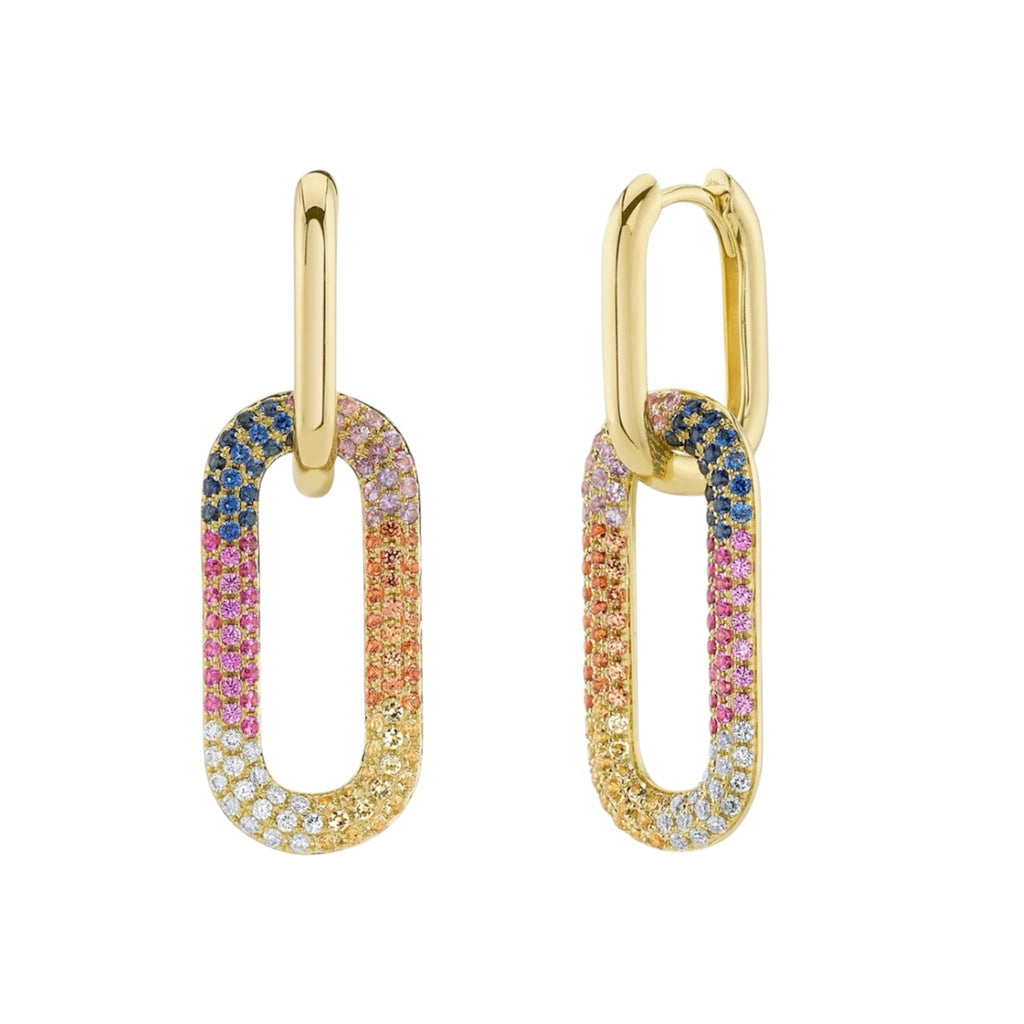 Multicolor Stone Link Earrings
