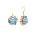 Sapphire & Tahitian Pearl Flower Earrings