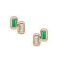 Diamond & Emerald Duo Studs - Pair