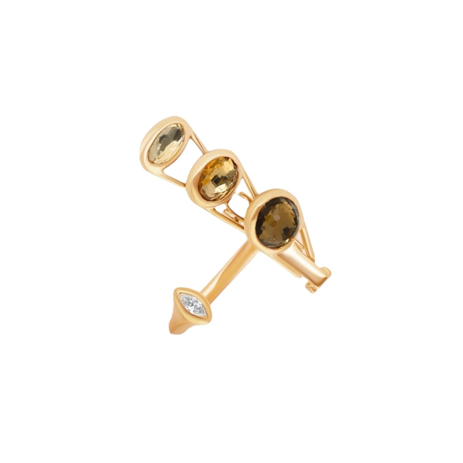 Citrine & Green Tourmaline Open Ring