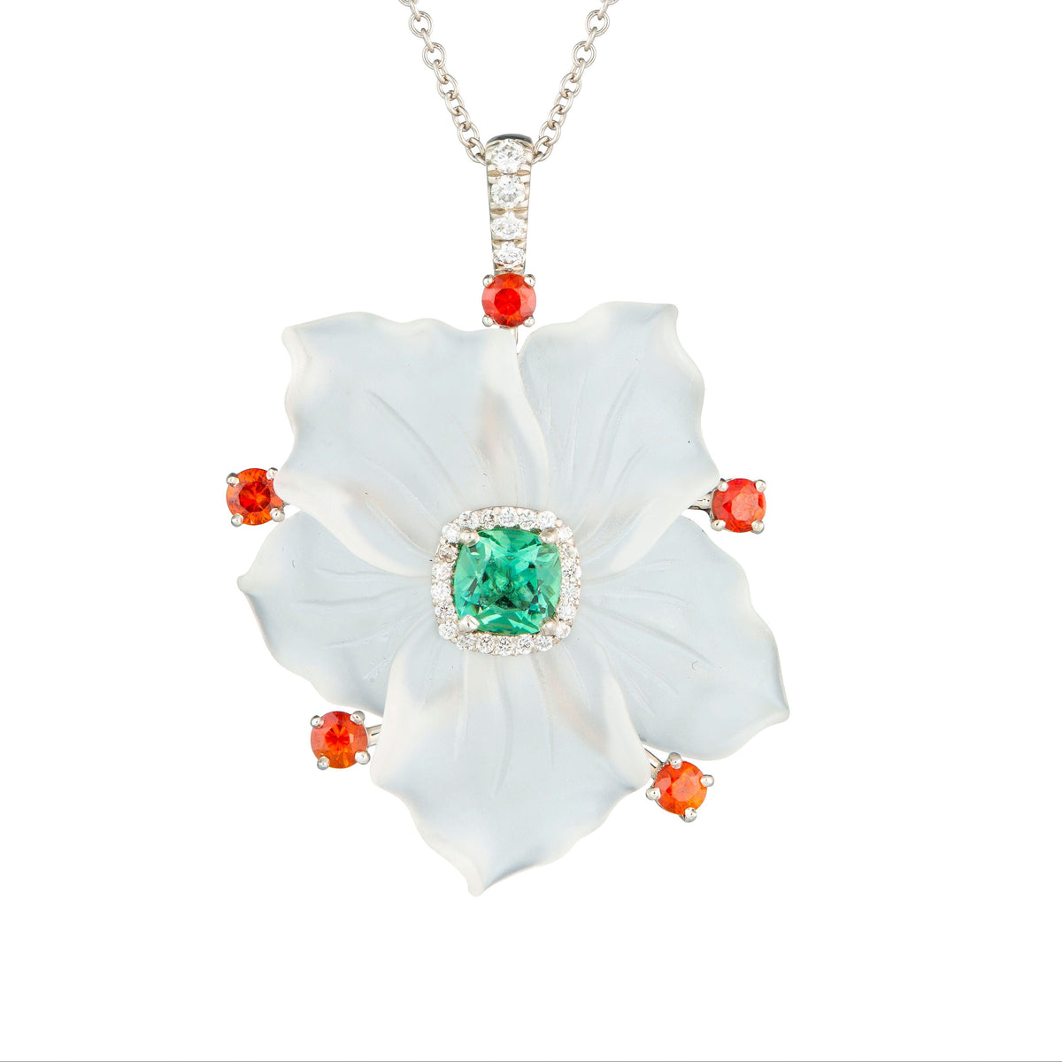 White Quartz Flower Pendant