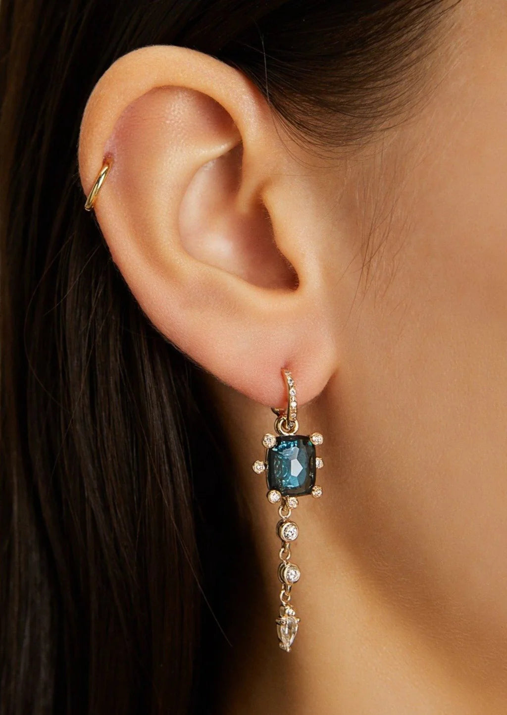 Genie Charm with Blue Topaz and Diamonds