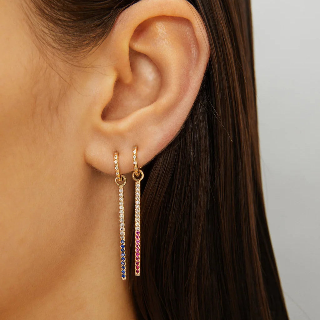 Pavé Bar Charm with Blue Sapphire