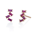 Ruby Baguette Stud Earrings SINGLE
