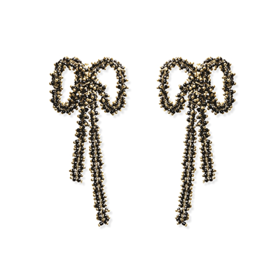 Small Black Bow Earrings