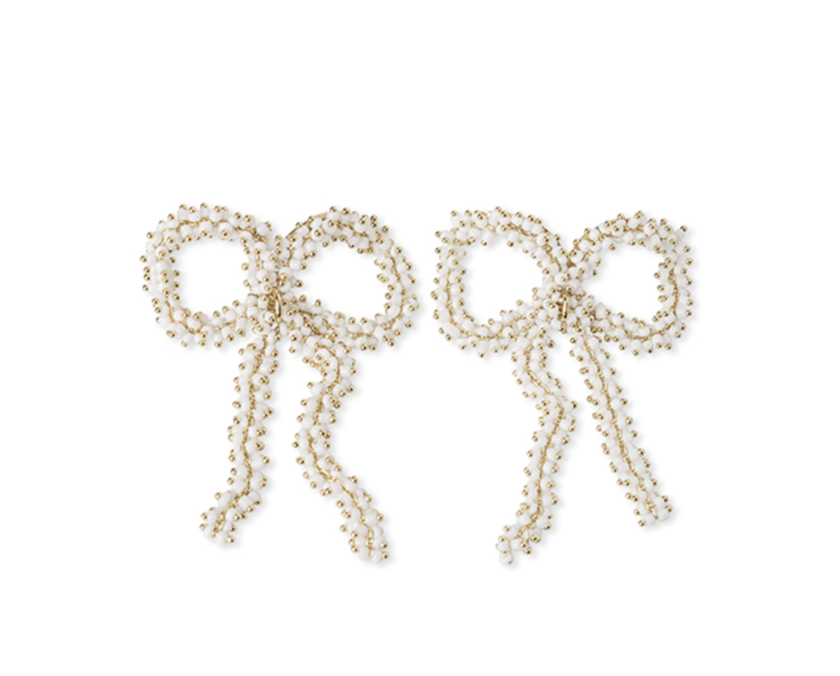 Small White Bow Earrings