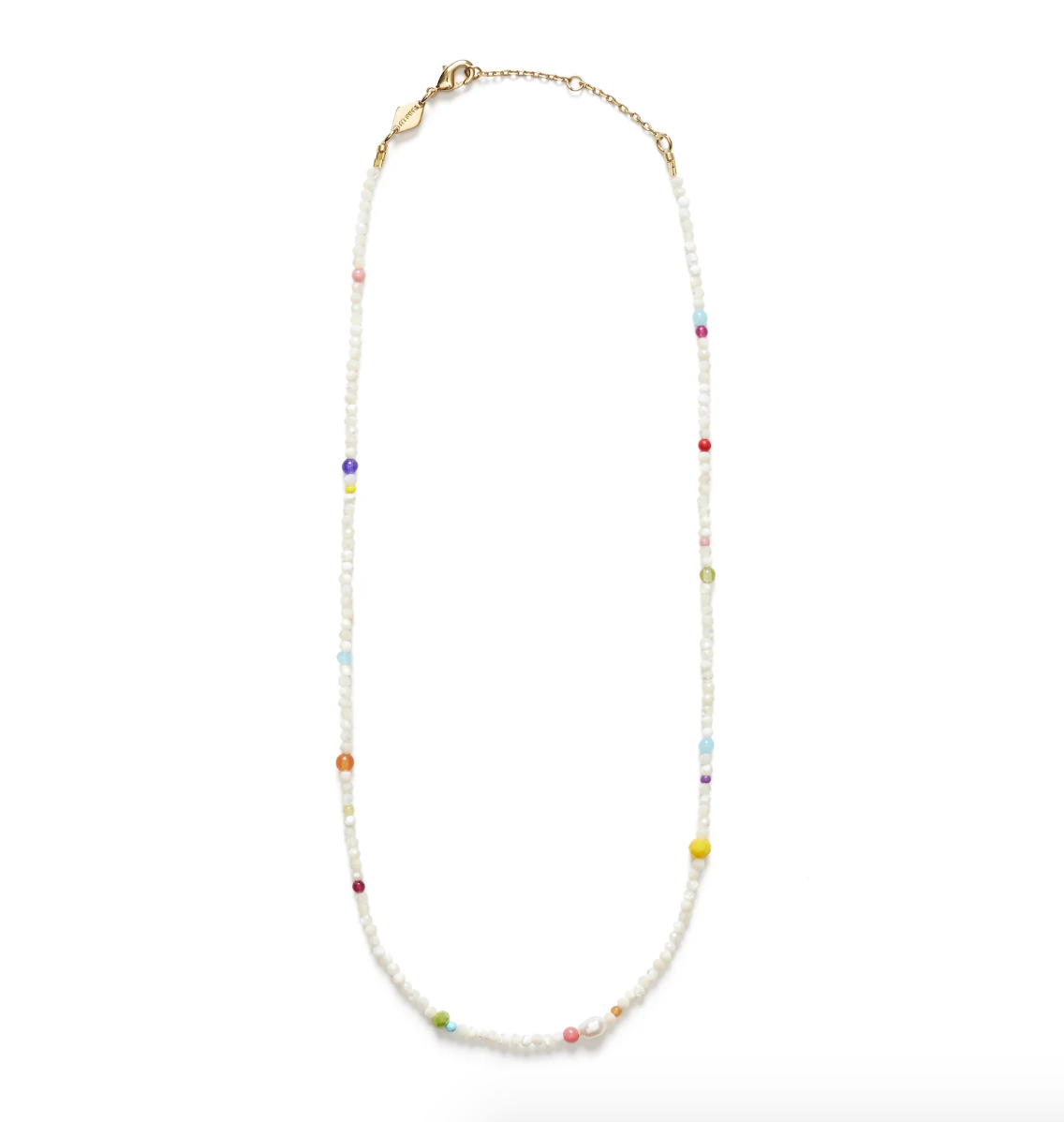 White Shell Confetti Gem Necklace
