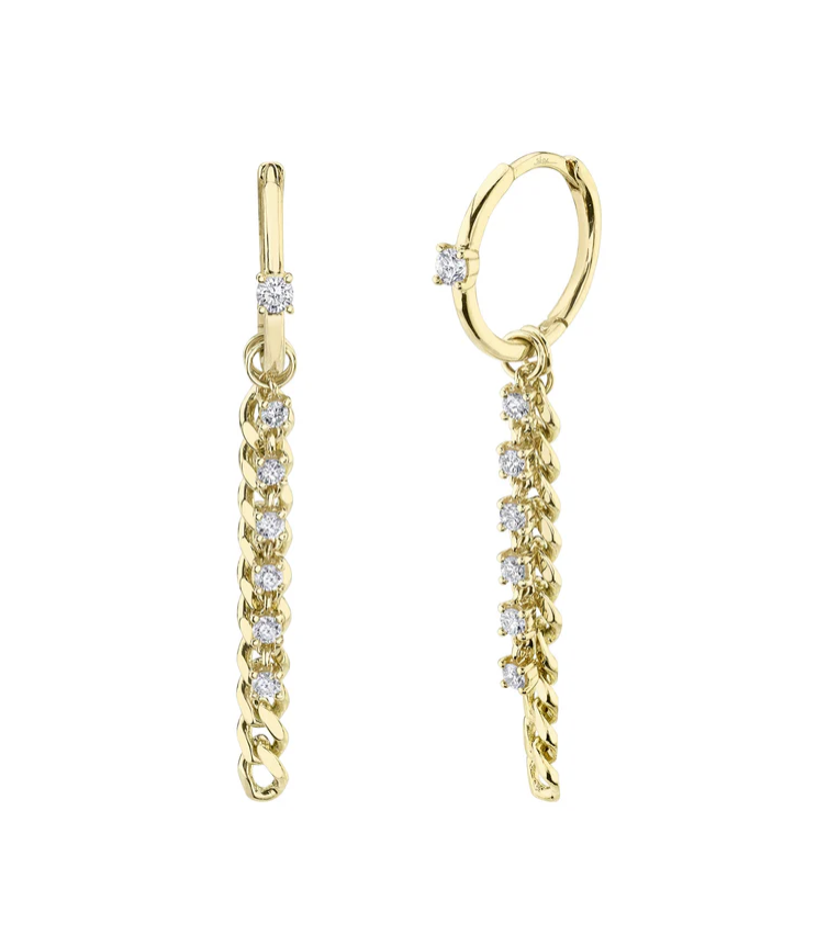 Diamond Link Huggie Earrings