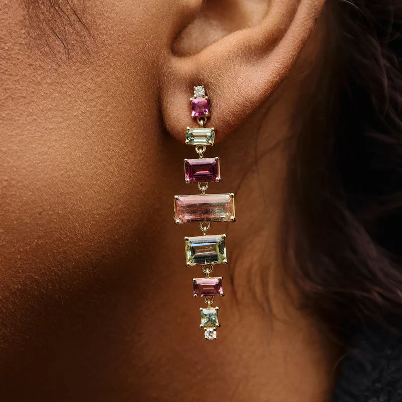 Bicolor Tourmaline Drop Earrings