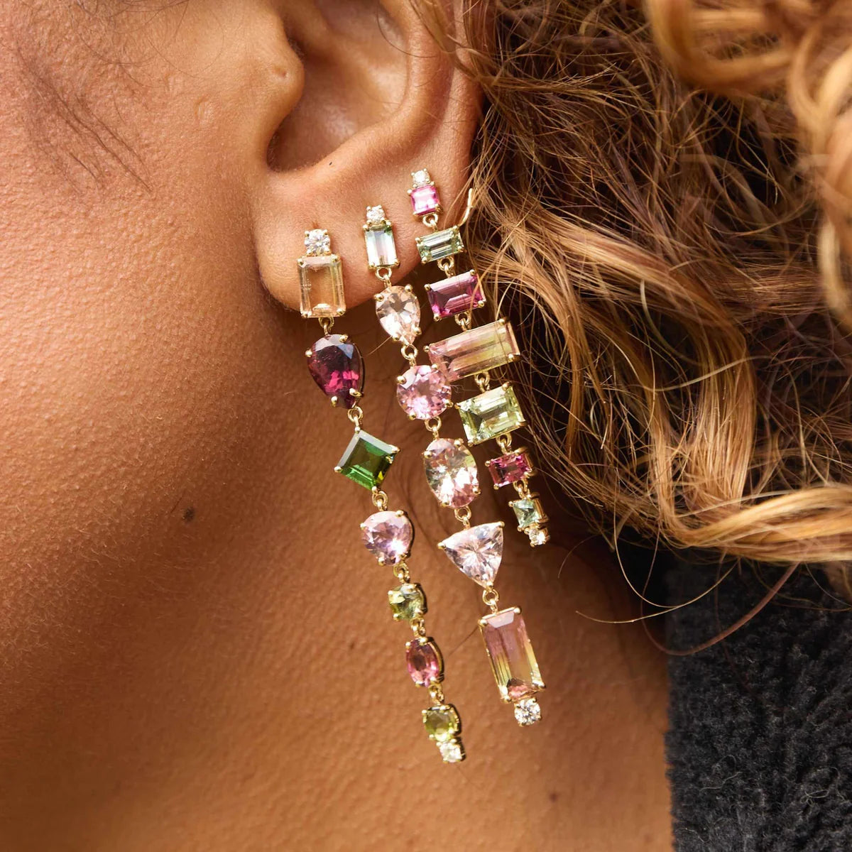 Bicolor Tourmaline Drop Earrings