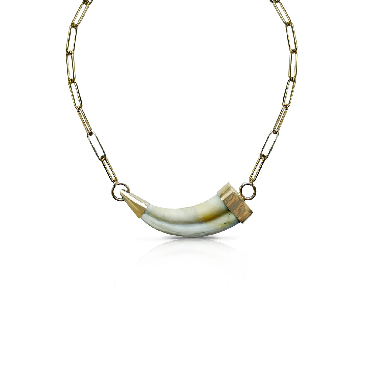Paperclip Chain Tusk Necklace