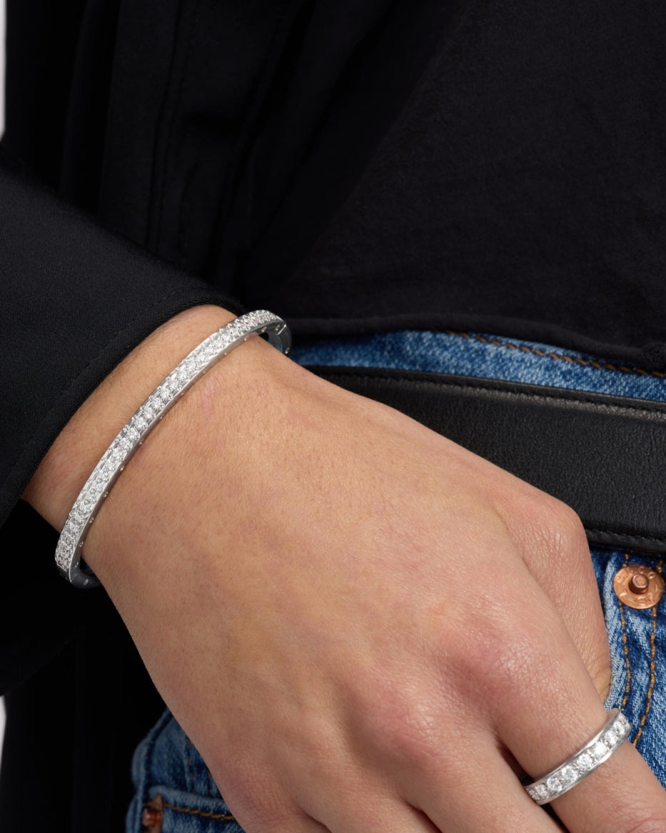 Ashley Pave Cuff 4mm Silver
