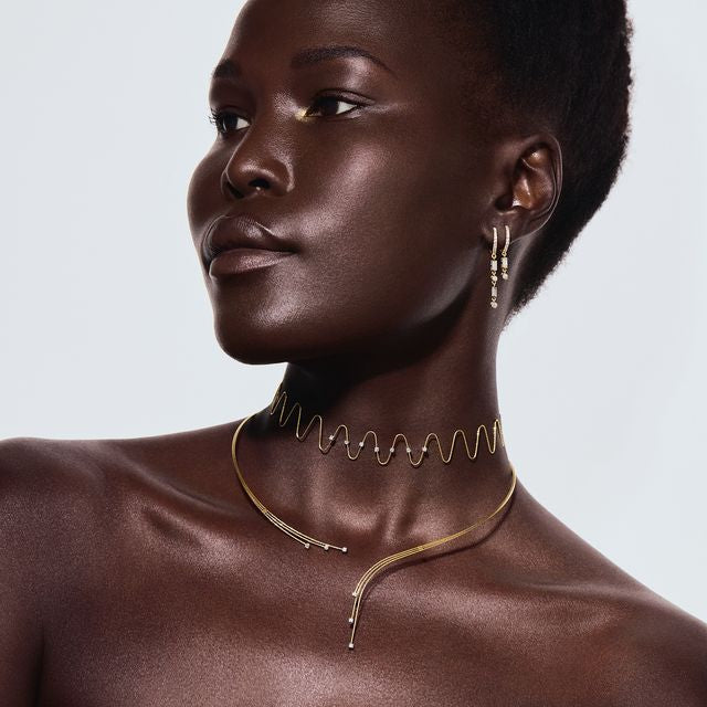 Wave Choker Necklace with Diamond